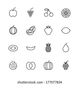 Thin Line Icons For Fruits. Vector eps10.