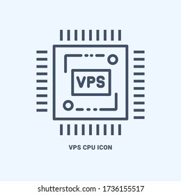 Thin line icons illustration. A vector graphic of CPU, VPS CPU, Central Processing Unit. Square, simple line, perfect for a landing page, web hosting, VPS provider, website, mobile apps, etc.
