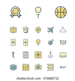 Thin line icons for leisure, travel and sport. Vector illustration.