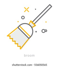 Thin line icons, Linear symbols, Broom