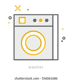 Thin line icons, Linear symbols, Washer