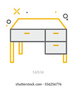 Thin line icons, Linear symbols, Table
