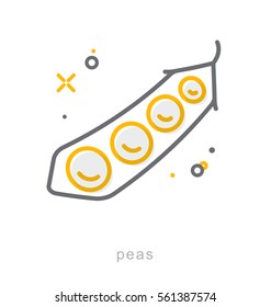 Thin line icons, Linear symbols, Peas