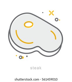 Thin line icons, Linear symbols, Steak