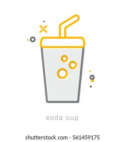 Thin line icons, Linear symbols, Soda cup