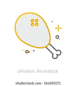 Thin line icons, Linear symbols, Chicken Drumstick