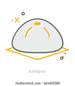 Thin line icons, Linear symbols, Steamed buns