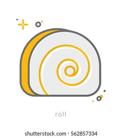Thin line icons, Linear symbols, Roll