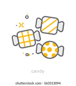 Thin line icons, Linear symbols, Candy