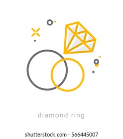 Thin line icons, Linear symbols, Diamond Ring