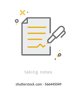 Thin line icons, Linear symbols, Taking notes