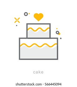 Thin line icons, Linear symbols, Cake