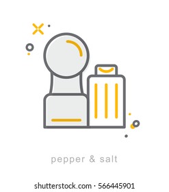 Thin line icons, Linear symbols, Pepper and salt