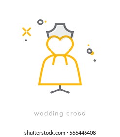 Thin line icons, Linear symbols, Wedding dress