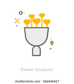 Thin line icons, Linear symbols, Flower bouquet