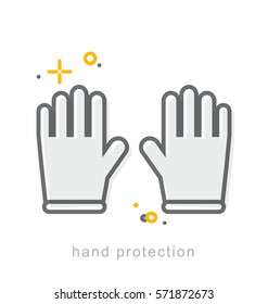 Thin line icons, Linear symbols, Hand protection