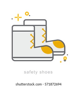 Thin line icons, Linear symbols, Safety shoes