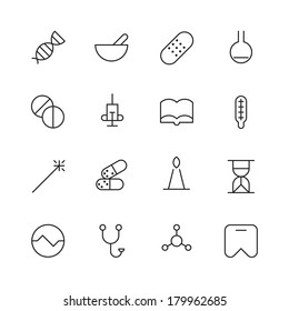 Thin Line Icons For Medical. Vector eps10.