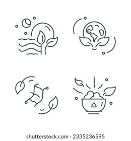 Thin line icons in a minimalist style. Linear, ecological icons. Icons on the theme of eco life, eco earth, eco fabric, eco food.