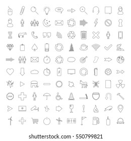 Thin line icons on a white background