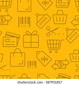 Thin line icons pattern, Shopping icon