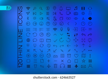 Thin line icons. Icons for programs. Linear symbols set of 120 pieces - vector illustration