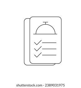 Thin line icons of restaurant and menu options. Outline symbol