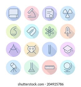 Thin Line Icons For Science and Education. Vector eps10.
