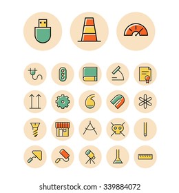 Thin line icons for science and industrial. Vector illustration.