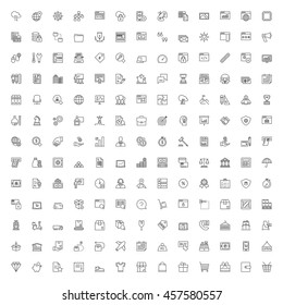 Thin line icons set. 169 flat symbols about business, finances, shopping, shipping, logistics and technology