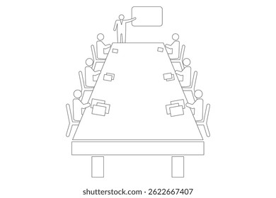 Thin line icons set about business people. Flat symbols, Meeting room thin line icon: group of people at training. Modern vector illustration eps 10