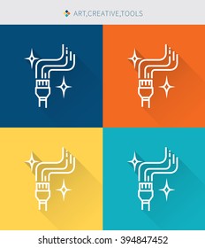 Thin thin line icons set of art & creative tool, modern simple style
