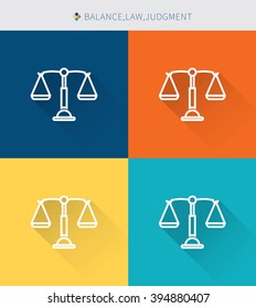 Thin thin line icons set of balance & law and judgment, modern simple style