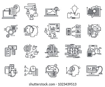 Thin Line Icons Set. Business Elements for Websites, Banners, Infographic Illustrations. Simple Linear Pictograms Collection. Logo Concepts Pack for Trendy Designs. Premium Quality Pictogram Pack.