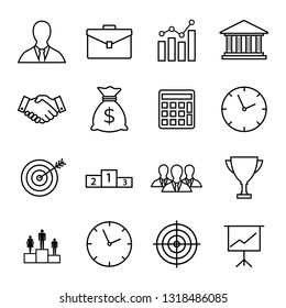 Thin line icons set. Icons for business, management, finance, strategy, planning, analytics, banking, communication, social network, affiliate marketing Simple  Vector Line Icons 