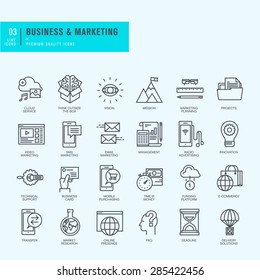 Thin line icons set. Icons for business, marketing, e-commerce.    