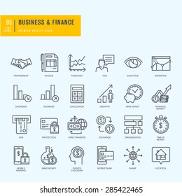 Thin line icons set. Icons for business, finance, m-banking.     svg