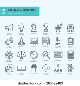 Thin line icons set. Icons for business, digital marketing.    