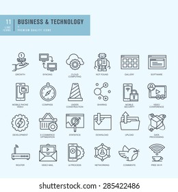 Thin Line Icons Set. Icons For Business, Technology.    