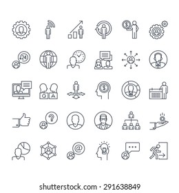 Thin line icons set. Icons for business, finance, social network, events, communication, technology.    