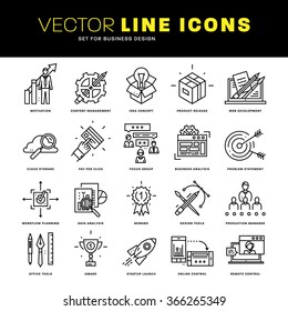 Thin Line Icons Set. Business Elements for Websites, Banners, Infographic Illustrations. Simple Linear Pictograms Collection. Logo Concepts Pack for Trendy Designs. Premium Quality Pictogram Pack