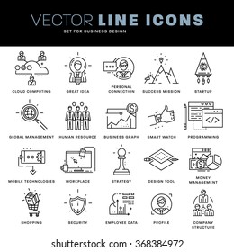 Thin Line Icons Set. Business Elements for Websites, Banners, Infographic Illustrations. Simple Linear Pictograms Collection. Logo Concepts Pack for Trendy Designs. Premium Quality Pictogram Pack