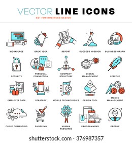 Thin Line Icons Set. Business Elements for Websites, Banners, Infographic Illustrations. Simple Linear Pictograms Collection. Logo Concepts Pack for Trendy Designs. Premium Quality Pictogram Pack