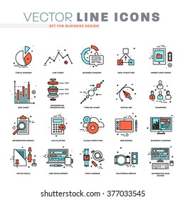 Thin Line Icons Set. Business Elements for Websites, Banners, Infographic Illustrations. Simple Linear Pictograms Collection. Logo Concepts Pack for Trendy Designs. Premium Quality Pictogram Pack