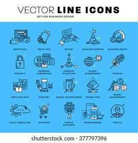 Thin Line Icons Set. Business Elements for Websites, Banners, Infographic Illustrations. Simple Linear Pictograms Collection. Logo Concepts Pack for Trendy Designs. Premium Quality Pictogram Pack