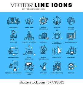 Thin Line Icons Set. Business Elements for Websites, Banners, Infographic Illustrations. Simple Linear Pictograms Collection. Logo Concepts Pack for Trendy Designs. Premium Quality Pictogram Pack
