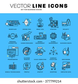 Thin Line Icons Set. Business Elements for Websites, Banners, Infographic Illustrations. Simple Linear Pictograms Collection. Logo Concepts Pack for Trendy Designs. Premium Quality Pictogram Pack