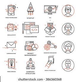 Thin Line Icons Set. Business Elements for Websites, Banners, Infographic Illustrations. Simple Linear Pictograms Collection. Logo Concepts Pack for Trendy Designs. Premium Quality Pictogram Pack