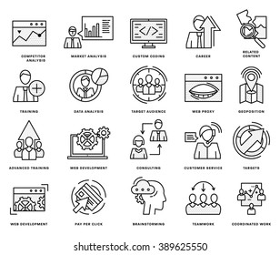 Thin Line Icons Set. Business Elements for Websites, Banners, Infographic Illustrations. Simple Linear Pictograms Collection. Logo Concepts Pack for Trendy Designs. Premium Quality Pictogram Pack