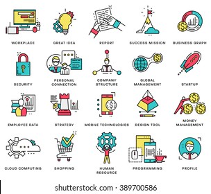 Thin Line Icons Set. Business Elements for Websites, Banners, Infographic Illustrations. Simple Linear Pictograms Collection. Logo Concepts Pack for Trendy Designs. Premium Quality Pictogram Pack